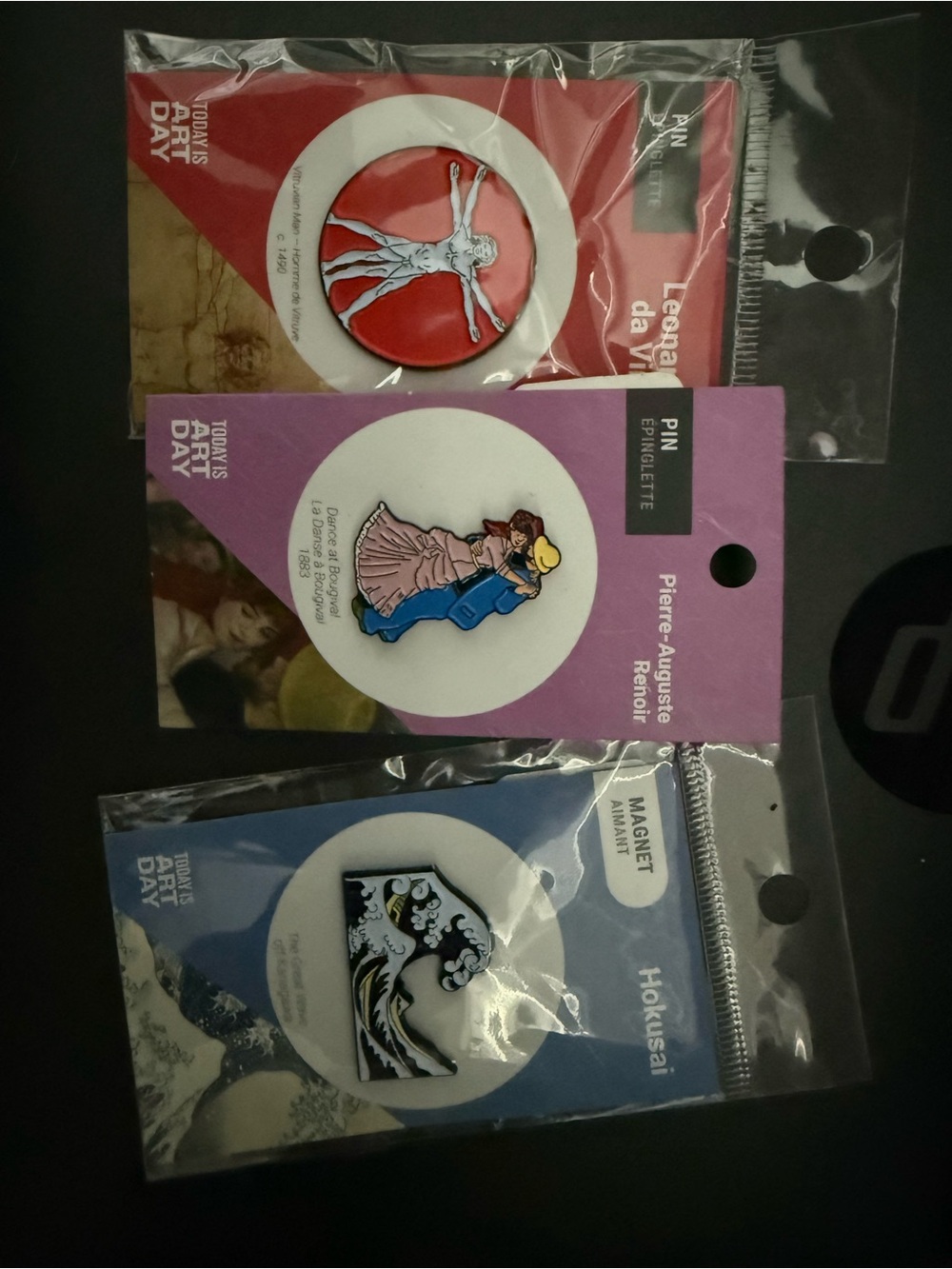 Art Pin Set - Red, Purple, Blue Artistic Pins